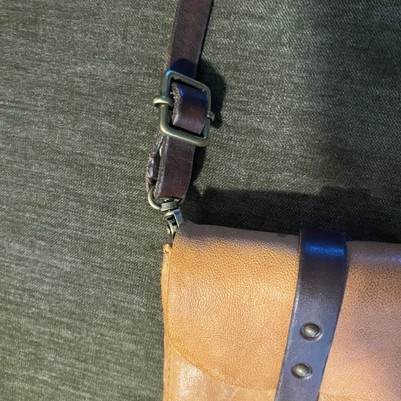 A.S.98 Tan and Brown Leather Crossbody Bag with Adjustable Strap - Picture 8 of 10